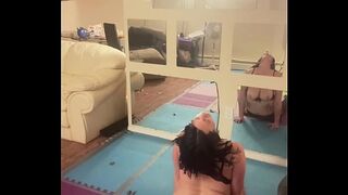 Sarah BJ Stretching In Lingerie