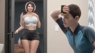 Slutty Stepmom Cheats on Her Husband with Virgin Stepson in the Bathroom (Exclusive 3D Porn) Eng Sub