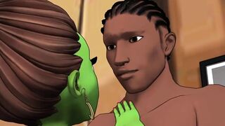 Multiverse BBC Sex with a Big Butt, Big Tits Green Skinned Hottie