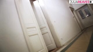 Blonde Sarah has never had such a big cock in her shaved cunt