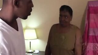 Huge chubby black Stepmommy loves the young guy