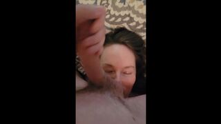 He talks dirty and makes me taste my holes and then cums all over my mouth with his big dick.