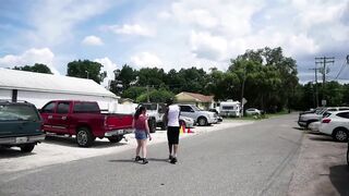 Nasty White Slut Sucking Big Black Cock Outside BBC