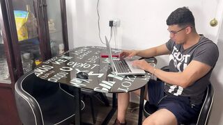 Stepsister discovers her stepbrother works as a webcam model and convinces him to have sex