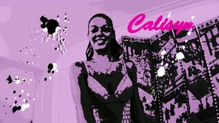 Creole busty girl plays with a hard big cock