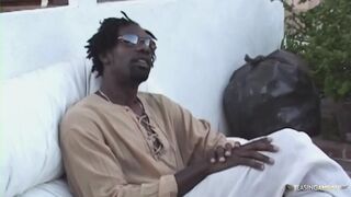 Skinny Ebony Delicious secures her spot in the music video by satisfying his thick BBC.