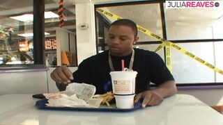 Horny MILF sucks a monster cock then gets fucked hard on the sofa