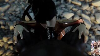 Eve Deepthroating BBC, Chun-li Deepthroating a Hard Cock While Mai Sucks on His Balls