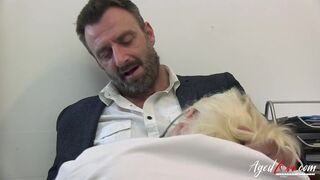 Blonde mature mom doctor enjoy with this nice big cock in the sperm clinic
