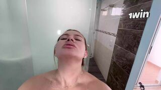 My horny stepbrother masturbates while he spies on me and fucks me with his big cock until he makes