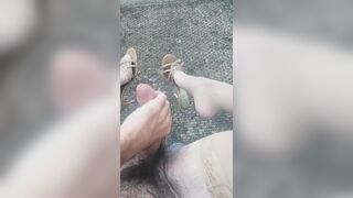 Cumming Outside Wearing High Heels and Nylons