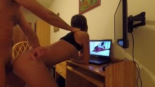 Being fucked while watching Pornstar`s fucking