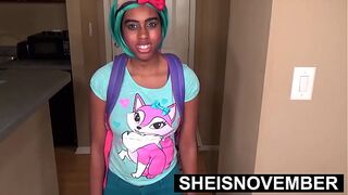 HD My Crazy Stepdad Punished Me With Cumshot For Lying About Class, Geek Gives Kneeling Oral Sex And Reverse Cowgirl, Busty Petite Ebony Stepdaughter Sheisnovember Ride Big Dick, Natural Tits And Nipples Out During Taboo Fucked By Msnovember