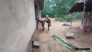Village ameatur in the kitchen with two long dick