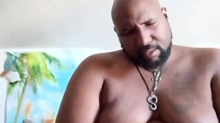 Big Black Bear trying on underwear and jerking off