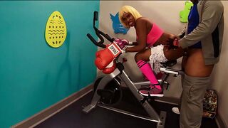 HD Anal Ass Deep Fuck Big Butt In Public Gym By BBC On Exercise Bike, Cute Young Black Petite Blonde Spinner Msnovember Sphincter Sodomy Fucked Hardcore On Public gym Machine by Sheisnovember