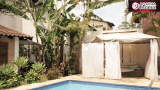 Agatha Mama and Luiza Ambiel in Naughty Friends Messing with the Swimming Pool BBC on a Sunny Day