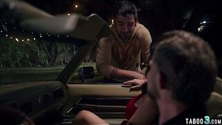 Latina MILF Little Puck fucked by a stranger in front of her hubby outdoor