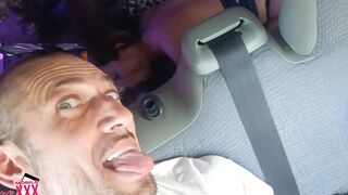 She Gets Horny on a Van Ride to the Airport with Two BBC