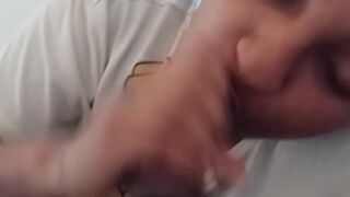 Ebony Teen giving sister's boyfriend head while sister at work lovely surprise facial