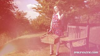 Posh cutie takes a big cock to her pierced pussy