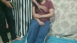 When the stepbrother saw the sister showing the sexy video alone, the stepbrother fucked the sister