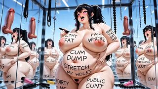 Filthy Fat BBW Whore Dripping and Rubbing in Glass House Hentai