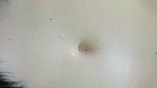 Cummybush BELLYBUTTON CUM perfect shot fills navel and sprays FUR scarf -sexy MILF PAWG satin gloves