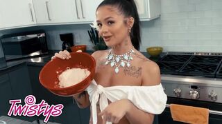 TWISTYS - Scarlett Alexis Crawls Behind The Kitchen Counter And Licks Ryan Reid's Pussy From Behind