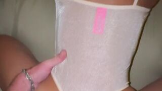 Big ass Asian teen takes a facial after backshots