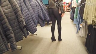 Follow my butt in my super tight shiny leggings