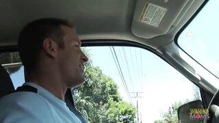 Car blowjob leads to hardcore sex and a facial in the living room