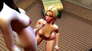 Horny teen girl sucks hot futa teacher's big cock