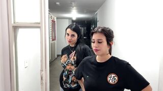 Lesbian tomboy threesome end up eating a big white ass