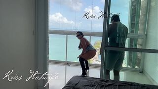 My cuckold husband filming me while I showed off on the balcony for the neighbors