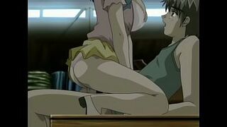 Hentai teen fucks babe on the job