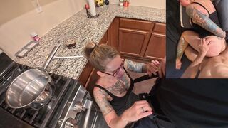 Fucking Your Busty Stepm in the Kitchen. Rough Creampie