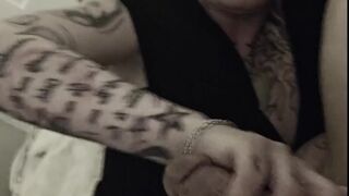 Sexy blond enjoying stroking and sucking big white cock