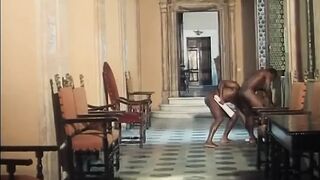 Black and white medieval party in the forest