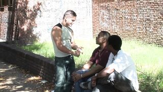 Stockinged milf gets covered with multiple cumshots in irr gangbang