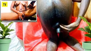 Experiencing new masturbation style while watching porn on tv. My hot cock felt it till I got CUM, wet and hot pussy!