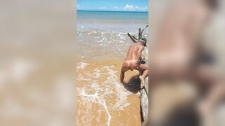 Naked ladysilva on the beach showing off her tanned hot ass with sexy mark