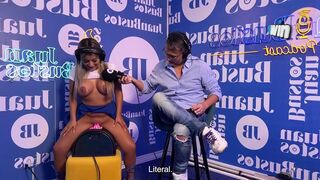 Latina Blonde Test Sybian and Sex Machine In Podcast, NatyDelgado, Juan Bustos