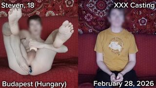 First time gay porn casting of a straight teenager ended with anal masturbation and prostate orgasm with shaking legs