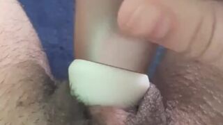 FTM guy with satisfyer has orgasm