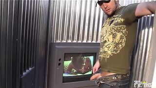 Horny man watches a porn movie and masturbates before fucking a guy with tight ass