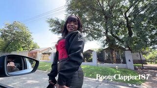 Busted a Nut on a Thick Black Girls Leather Shorts