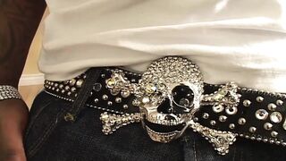 Ebony babe rides a monster black cock to a cumshot