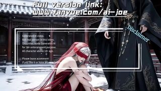 The beautiful woman with white hair and red eye mask might be the ideal beauty you have imagined in your heart, AI-generated