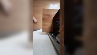 I suck his big cock on 4 legs and he fucks me for a long time doggy style off camera